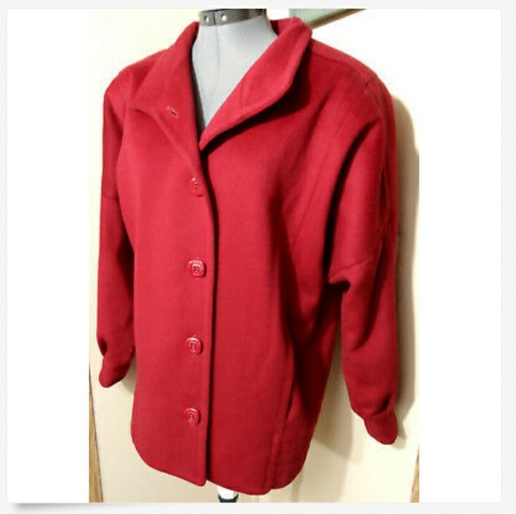 ILGWU Vintage BRAEFAIR Wool Peacoat 5/6 Red UNION MADE Vintage Jacket - Picture 2 of 8